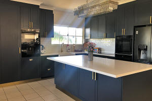 Navy shaker style doors and drawers