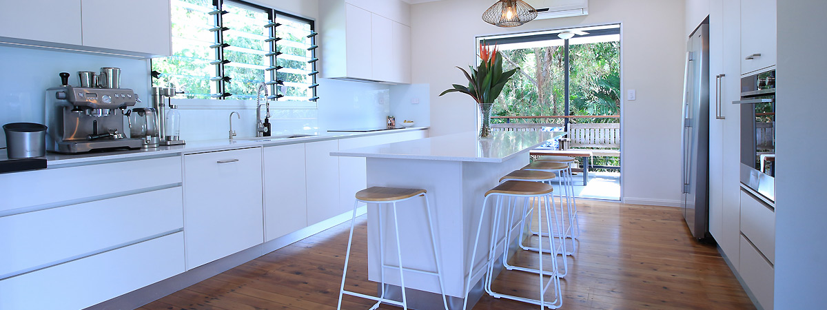 Minimalist kitchen elevated home Darwin