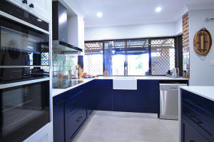 Dark Blue Navy cabinets, shaker style